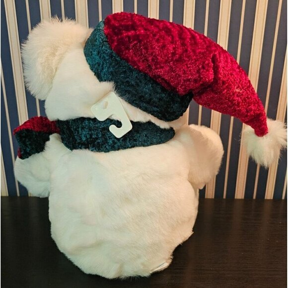 Kmart Collectable 19 Inch 2001 White Christmas Stuffed Bear w/ Santa Hat & Scarf - Picture 3 of 4